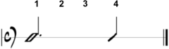 A half note with a dot
