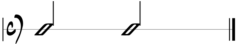 A bar with two half notes